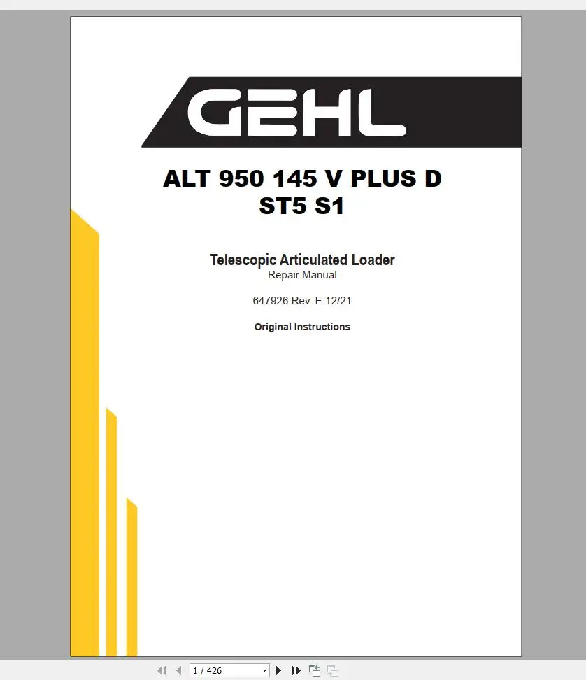 SpecDiag GEHL Machinery Heavy  - Heavy Equipment Pdf 리뷰 및 가격